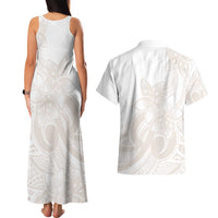 Polynesian Tribal Plumeria Lotu Tamaiti Couples Matching Tank Maxi Dress and Hawaiian Shirt Pastel Nude LT9 - Polynesian Pride