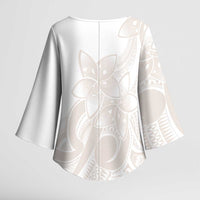 Polynesian Tribal Plumeria Lotu Tamaiti Kimono Sleeve Blouse Pastel Nude LT9 - Polynesian Pride