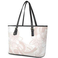 Polynesian Tribal Plumeria Lotu Tamaiti Leather Tote Bag Pastel Nude LT9 - Polynesian Pride