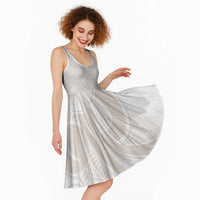 Polynesian Tribal Plumeria Lotu Tamaiti Midi Dress Pastel Nude LT9 - Polynesian Pride
