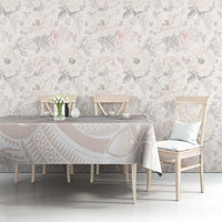 Polynesian Tribal Plumeria Lotu Tamaiti Tablecloth Pastel Nude - Polynesian Pride