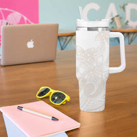 Polynesian Tribal Plumeria Lotu Tamaiti Tumbler With Handle Pastel Nude LT9 - Polynesian Pride