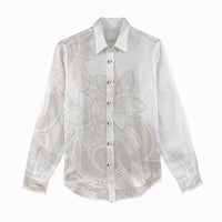 Polynesian Tribal Plumeria Lotu Tamaiti Women Casual Shirt Pastel Nude LT9 - Polynesian Pride