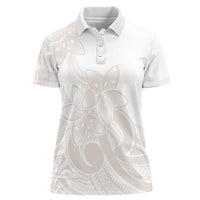 Polynesian Tribal Plumeria Lotu Tamaiti Women Polo Shirt Pastel Nude - Polynesian Pride