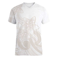 Polynesian Tribal Plumeria Lotu Tamaiti Women V-Neck T-Shirt Pastel Nude LT9 Female Nude - Polynesian Pride