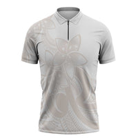 Polynesian Tribal Plumeria Lotu Tamaiti Zipper Polo Shirt Pastel Nude LT9 Nude - Polynesian Pride
