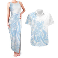 Polynesian Tribal Plumeria Lotu Tamaiti Couples Matching Tank Maxi Dress and Hawaiian Shirt Pastel Sky Blue LT9 Blue - Polynesian Pride