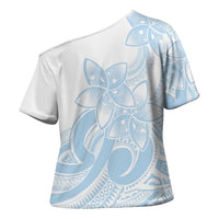 Polynesian Tribal Plumeria Lotu Tamaiti Cross Shoulder Shirt Pastel Sky Blue LT9 - Polynesian Pride