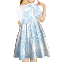 Polynesian Tribal Plumeria Lotu Tamaiti Kid Short Sleeve Dress Pastel Sky Blue LT9 - Polynesian Pride