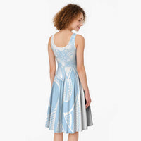 Polynesian Tribal Plumeria Lotu Tamaiti Midi Dress Pastel Sky Blue LT9 - Polynesian Pride
