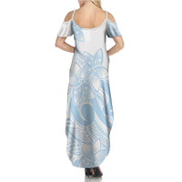 Polynesian Tribal Plumeria Lotu Tamaiti Summer Maxi Dress Pastel Sky Blue LT9 - Polynesian Pride
