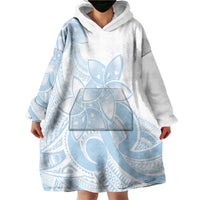 Polynesian Tribal Plumeria Lotu Tamaiti Wearable Blanket Hoodie Pastel Sky Blue LT9 - Polynesian Pride