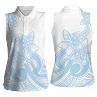 Polynesian Tribal Plumeria Lotu Tamaiti Women Sleeveless Polo Shirt Pastel Sky Blue LT9 - Polynesian Pride