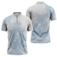 Polynesian Tribal Plumeria Lotu Tamaiti Zipper Polo Shirt Pastel Sky Blue LT9 - Polynesian Pride
