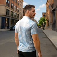 Polynesian Tribal Plumeria Lotu Tamaiti Zipper Polo Shirt Pastel Sky Blue LT9 - Polynesian Pride