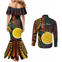 Personalised Shefa Day Couples Matching Mermaid Dress and Long Sleeve Button Shirt Happy June 18 Vanuatu Province LT14 - Polynesian Pride
