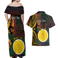 Personalised Shefa Day Couples Matching Off Shoulder Maxi Dress and Hawaiian Shirt Happy June 18 Vanuatu Province LT14 - Polynesian Pride
