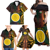 Personalised Shefa Day Family Matching Off Shoulder Maxi Dress and Hawaiian Shirt Happy June 18 Vanuatu Province LT14 - Polynesian Pride