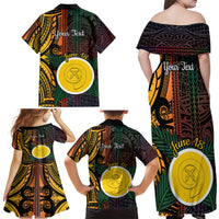 Personalised Shefa Day Family Matching Off Shoulder Maxi Dress and Hawaiian Shirt Happy June 18 Vanuatu Province LT14 - Polynesian Pride