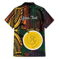 Personalised Shefa Day Family Matching Short Sleeve Bodycon Dress and Hawaiian Shirt Happy June 18 Vanuatu Province LT14 - Polynesian Pride