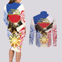 Philippines Independence Day Couples Matching Long Sleeve Bodycon Dress and Long Sleeve Button Shirt Pilipinas Eagle 126th Anniversary LT14 - Polynesian Pride