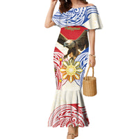 Philippines Independence Day Family Matching Mermaid Dress and Hawaiian Shirt Pilipinas Eagle 126th Anniversary LT14 Mom's Dress Blue - Polynesian Pride