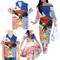 Philippines Independence Day Family Matching Off The Shoulder Long Sleeve Dress and Hawaiian Shirt Pilipinas Eagle 126th Anniversary LT14 - Polynesian Pride