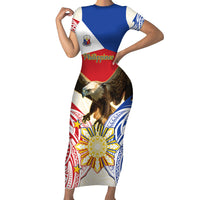 Philippines Independence Day Family Matching Short Sleeve Bodycon Dress and Hawaiian Shirt Pilipinas Eagle 126th Anniversary LT14 Mom's Dress Blue - Polynesian Pride