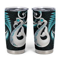 New Zealand Tumbler Cup Aotearoa Silver Fern With Manaia Maori Unique Turquoise LT14 Turquoise - Polynesian Pride