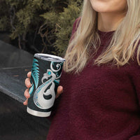 New Zealand Tumbler Cup Aotearoa Silver Fern With Manaia Maori Unique Turquoise LT14 - Polynesian Pride