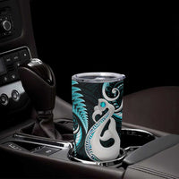 New Zealand Tumbler Cup Aotearoa Silver Fern With Manaia Maori Unique Turquoise LT14 - Polynesian Pride