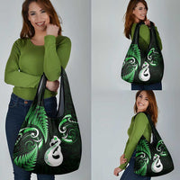 Green New Zealand Grocery Bag Aotearoa Silver Fern With Manaia Maori LT14 - Polynesian Pride
