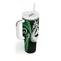New Zealand Tumbler With Handle Aotearoa Silver Fern With Manaia Maori Unique Green LT14 - Polynesian Pride
