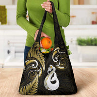 Gold New Zealand Grocery Bag Aotearoa Silver Fern With Manaia Maori LT14 - Polynesian Pride