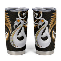 New Zealand Tumbler Cup Aotearoa Silver Fern With Manaia Maori Unique Gold LT14 Gold - Polynesian Pride