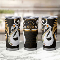 New Zealand Tumbler Cup Aotearoa Silver Fern With Manaia Maori Unique Gold LT14 - Polynesian Pride
