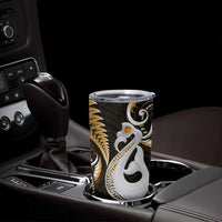 New Zealand Tumbler Cup Aotearoa Silver Fern With Manaia Maori Unique Gold LT14 - Polynesian Pride
