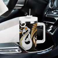 New Zealand Tumbler With Handle Aotearoa Silver Fern With Manaia Maori Unique Gold LT14 - Polynesian Pride