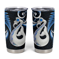 New Zealand Tumbler Cup Aotearoa Silver Fern With Manaia Maori Unique Blue LT14 Blue - Polynesian Pride