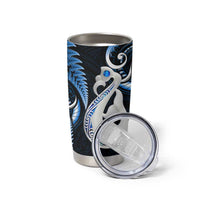 New Zealand Tumbler Cup Aotearoa Silver Fern With Manaia Maori Unique Blue LT14 - Polynesian Pride