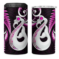 New Zealand 4 in 1 Can Cooler Tumbler Aotearoa Silver Fern With Manaia Maori Unique Pink LT14 One Size: 16 oz Pink - Polynesian Pride