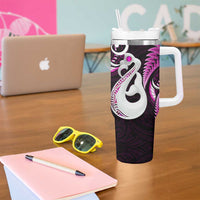 New Zealand Tumbler With Handle Aotearoa Silver Fern With Manaia Maori Unique Pink LT14 - Polynesian Pride