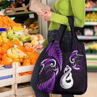 Purple New Zealand Grocery Bag Aotearoa Silver Fern With Manaia Maori LT14 - Polynesian Pride