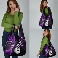Purple New Zealand Grocery Bag Aotearoa Silver Fern With Manaia Maori LT14 - Polynesian Pride