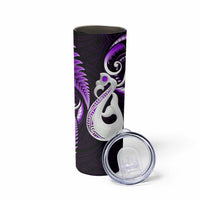 New Zealand Skinny Tumbler Aotearoa Silver Fern With Manaia Maori Unique Purple LT14 - Polynesian Pride