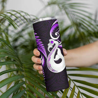 New Zealand Skinny Tumbler Aotearoa Silver Fern With Manaia Maori Unique Purple LT14 - Polynesian Pride