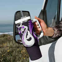 New Zealand Tumbler With Handle Aotearoa Silver Fern With Manaia Maori Unique Purple LT14 - Polynesian Pride