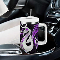 New Zealand Tumbler With Handle Aotearoa Silver Fern With Manaia Maori Unique Purple LT14 - Polynesian Pride