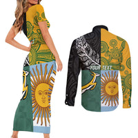 Personalised Rugby 2025 Championship Couples Matching Short Sleeve Bodycon Dress and Long Sleeve Button Shirt Combination of Southern Hemisphere Countries LT14 - Polynesian Pride