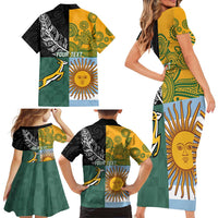 Personalised Rugby 2025 Championship Family Matching Short Sleeve Bodycon Dress and Hawaiian Shirt Combination of Southern Hemisphere Countries LT14 - Polynesian Pride